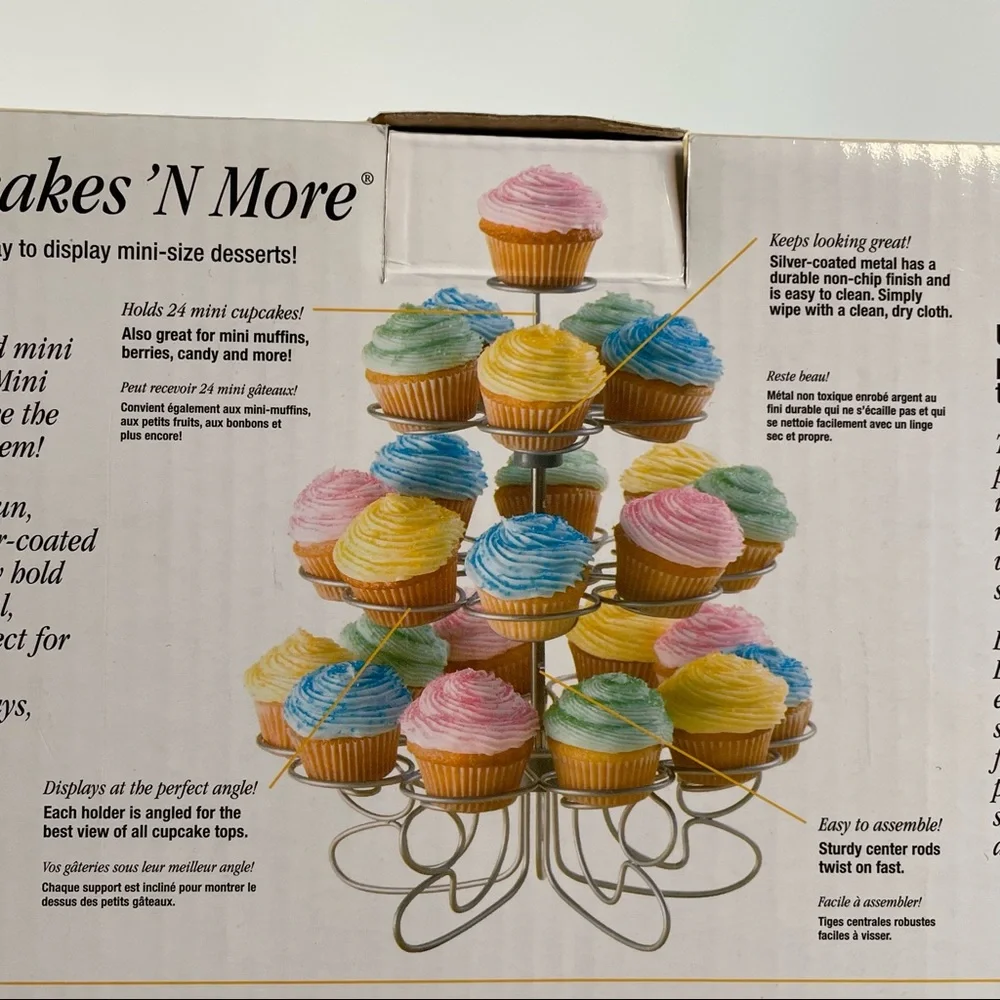 WILTON Cupcakes ‘N More Mini Dessert Stand Silvertone Metal